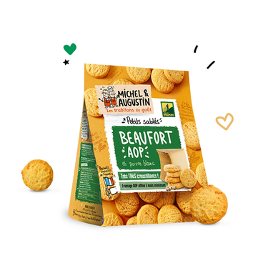 Biscuits Petits Sablés Salés Apéritifs au Beaufort AOP et Poivre Blanc Michel & Augustin 100 g