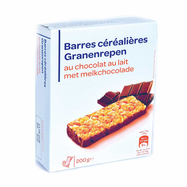 Barres de Céréales au Chocolat au Lait Carrefour (8 x 25g) 200 g
