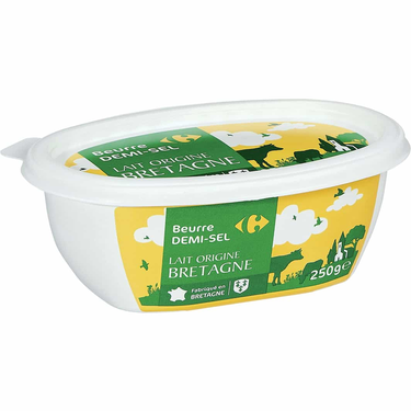 Carrefour Semi-Salted Molded Butter from Brittany 80% Mg 250 g