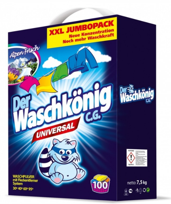 Powder Laundry Detergent Universal Der Waschkönig CG 7.5 kg (100 Washes)