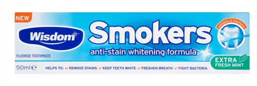 Wisdom Smokers Mint Extra Fresh Fluoride Whitening Toothpaste 50ml