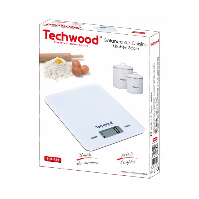 Techwood White Digital Kitchen Scale. Maximum capacity 5 kg. Graduation by 1g - Automatic stop