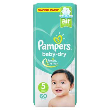 60 Baby-Dry Junior Pampers T5 Nappies (11 - 16 kg)