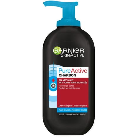 جل منظف بالفحم النشط النقي ضد الرؤوس السوداء المغلفة 200 مل - غارنييه