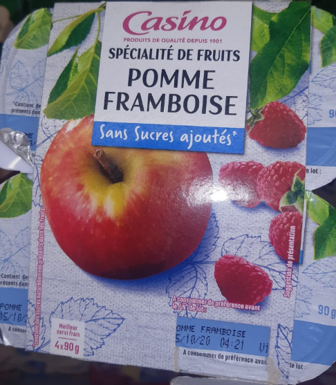 Fruit Puree Apple Raspberry no added sugar Casino 4 x 100g