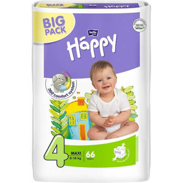 66 Diapers Happy Bella Baby Maxi 4 (8 to 18kg)