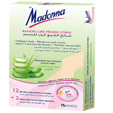 12 Body Cold Wax Strips Enriched With Aloe Vera+ 2 Madonna treatments