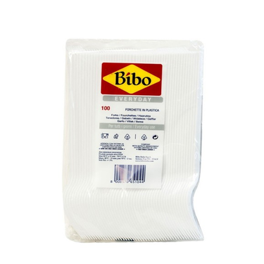 100 Bibo White Plastic Forks
