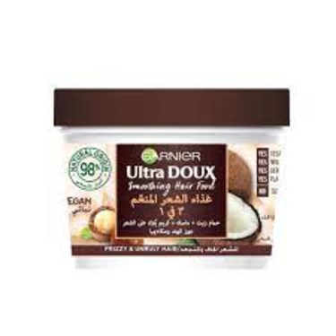 Garnier Ultra Doux 3-in-1 Smoothing Coconut Mask for Dry and Frizzy Hair 390 ml