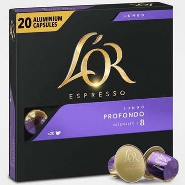 20 Capsules Espresso Lungo Profondo L'OR Compatibles Machines Nespresso (Intensité 8)