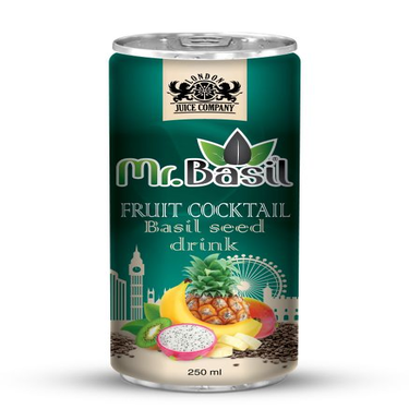 Boisson aux Graines de Basilic & Fruit Cocktail Mr. Basil 250 ml