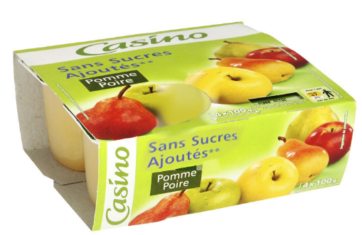 Compote Pomme Abricot allégée en sucres Casino  4 x 100 g