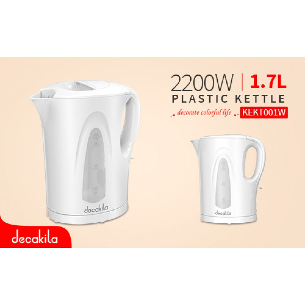 Plastic Electric Kettle 1.7 L 2200 W Without Base Decakila 