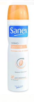 Déodorant Spray Dermo Sensitive Sans Alcool Sanex 250 ml.