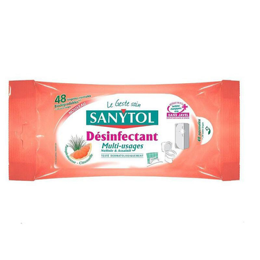 48 Lingettes Désinfectantes Multiusages Pamplemousse  Sanytol