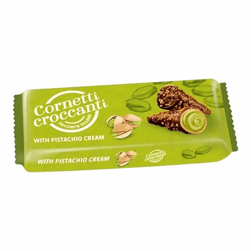 Crispy Wafers with Pistachio Cream Cornetti Croccanti 100g