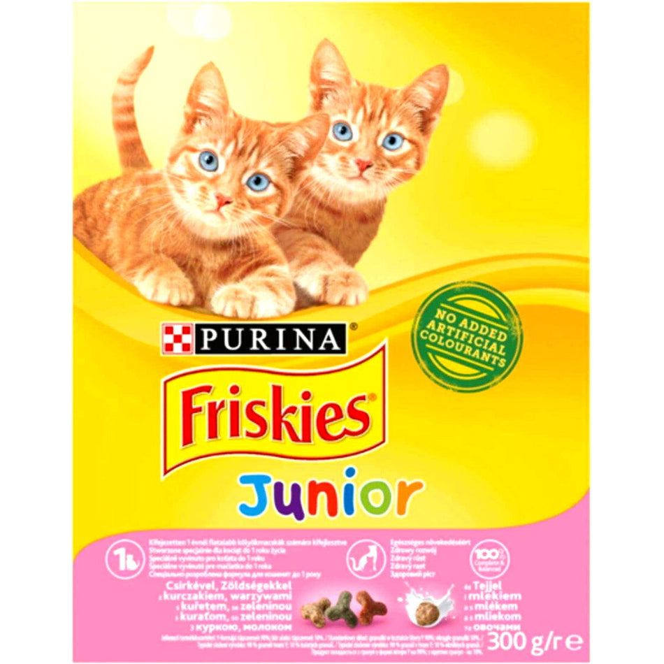 Friskies Junior Chicken and Vegetable Dry Kitten Food with Milk 300g