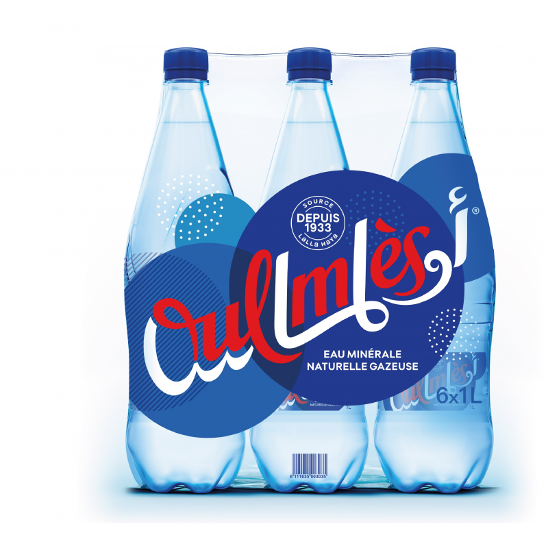 Oulmes Naturally Sparkling Mineral Water 6x1L