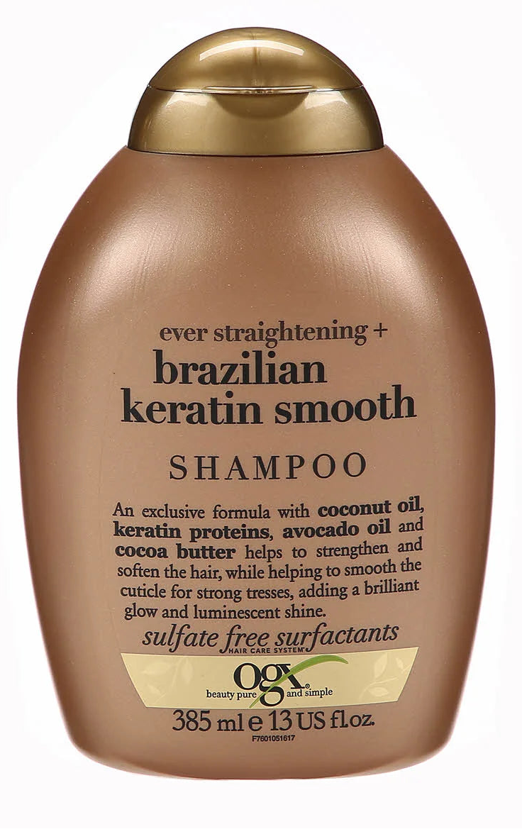 Shampoing Lissage Brésilien à la Kératine – Lissant, Anti-Frisottis & Brillance OGX 385 ml