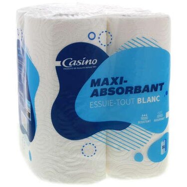 4 Essuie-Tout Blanc Multi-Surfaces 3 plis Casino