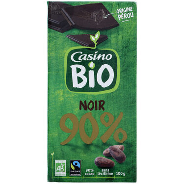 Tablette de Chocolat  Noir  90% de cacao Bio Casino 100g
