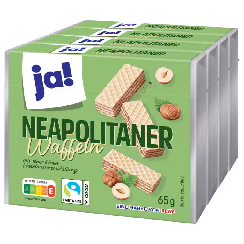 4 Crunchy Hazelnut Cream Wafers Ja! 4×65g