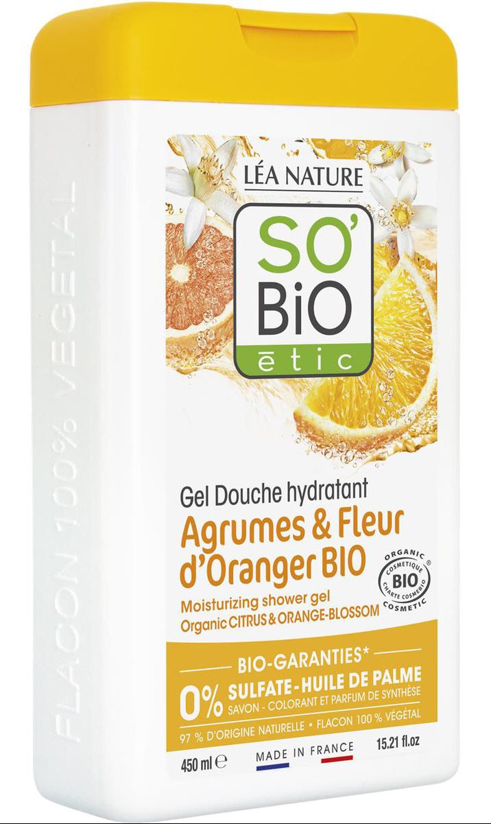 Gel Douche aux Agrumes et Fleurs d’Oranger SO’BIO ÉTIC 450Ml