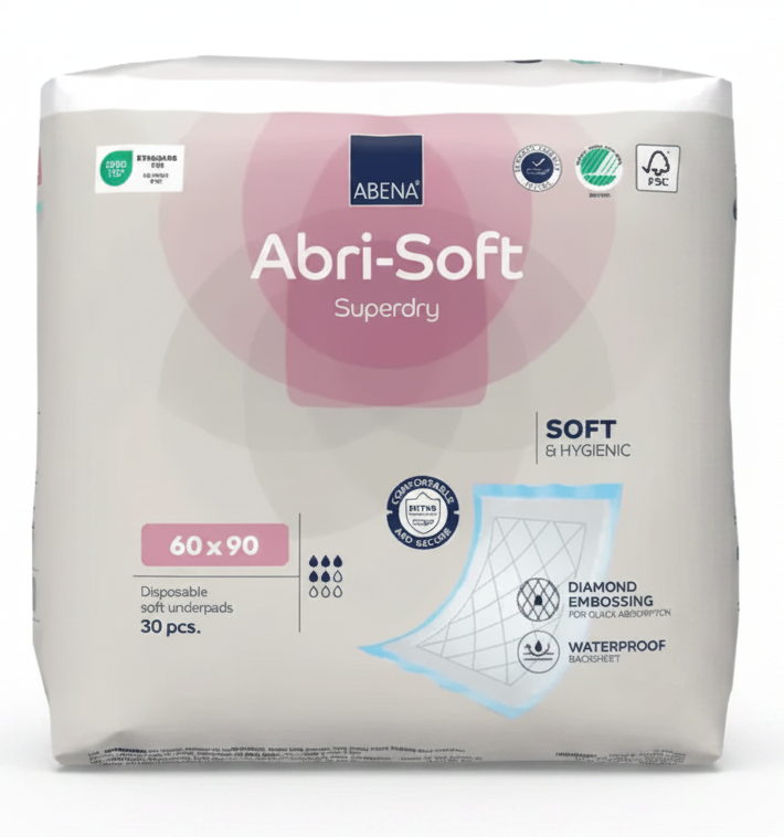 فوط صحية للاستعمال مرة واحدة فائقة الامتصاص 60 × 90 سم – ABENA Abri-Soft Superdry 30 قطعة