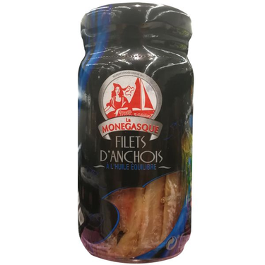Filetes de anchoa en aceite equilibrado LA MONEGASQUE 100g 