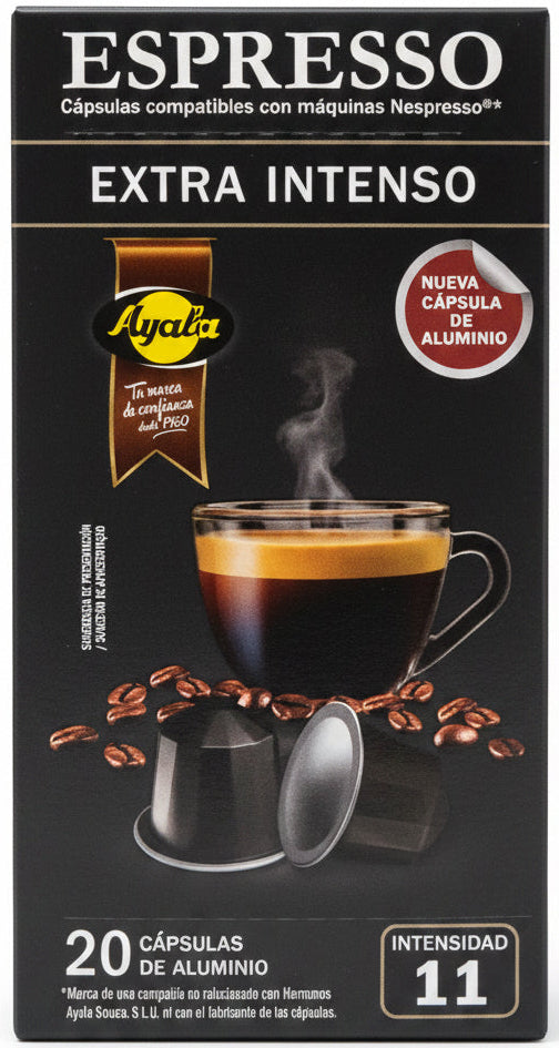 20 Nespresso Compatible Capsules - Muy Intenso Espresso Coffee Intensity 11 Ayala