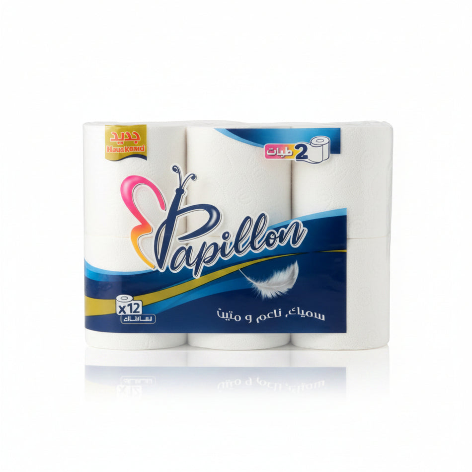 Papier Hygiénique 2 Plis – Pack de 12 Rouleaux Papillon