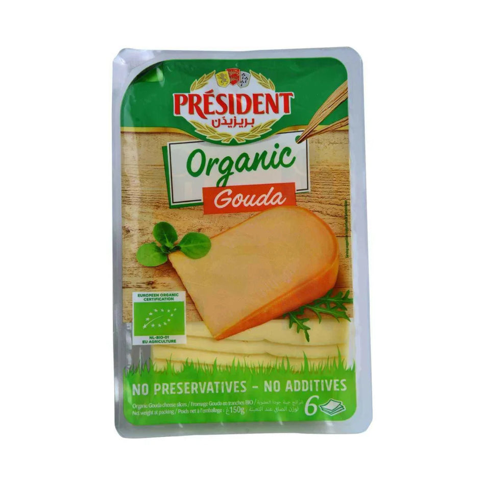 Organic sliced Gouda cheese 150g - PRÉSIDENT