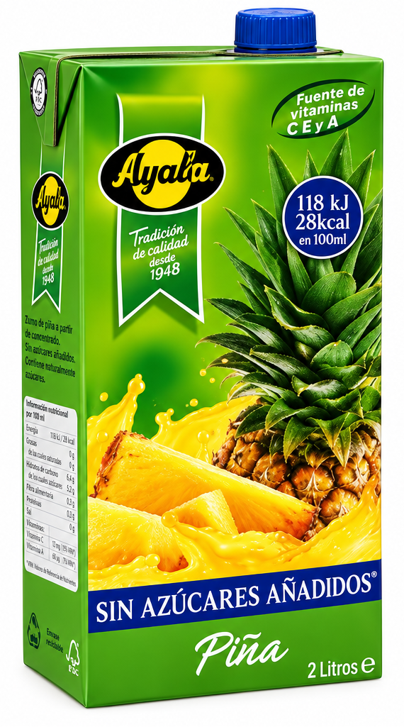 Boisson Fruitée Nectar d’Ananas Sans Sucre Ayala 2L