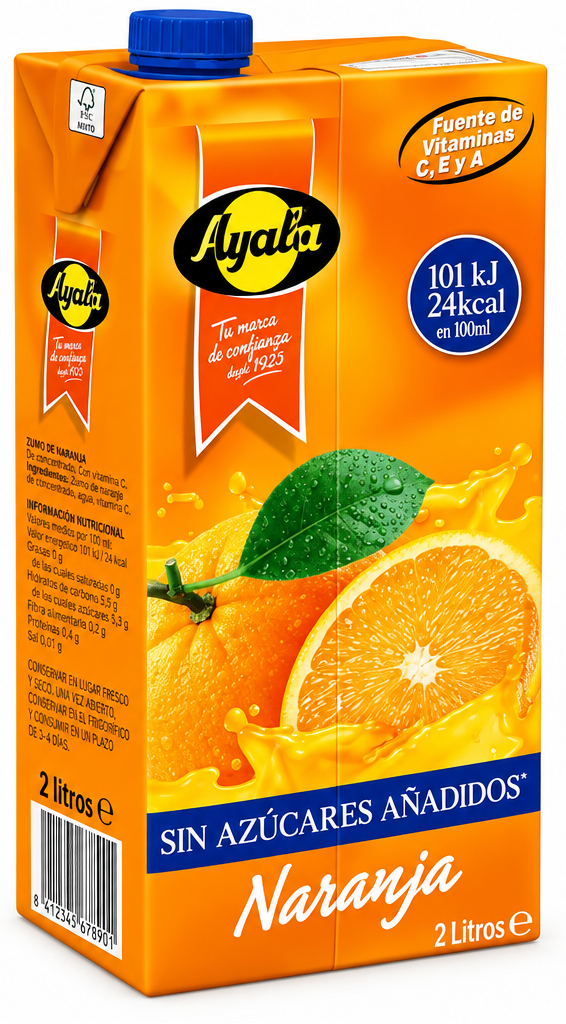 Boisson Fruitée Nectar d’Orange Sans Sucre Ayala 2L