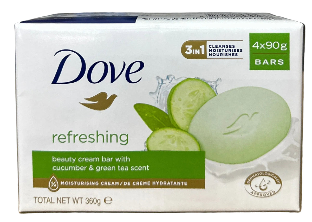4 Dove Refreshing Cucumber Beauty Bars 4x90g