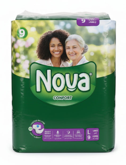 Nova Adult Comfort Absorbent Adult Diapers Size L (Large) Pack of 9
