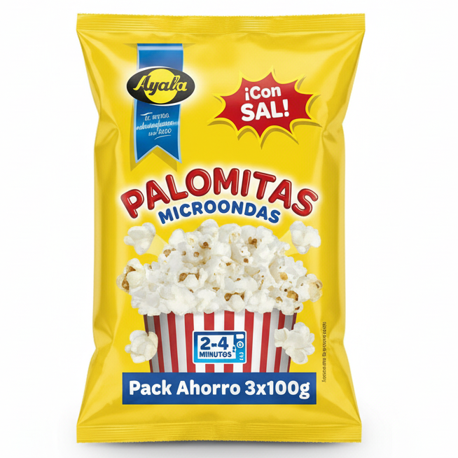 Palomitas Micro Con Sal -Ayala 3x100g