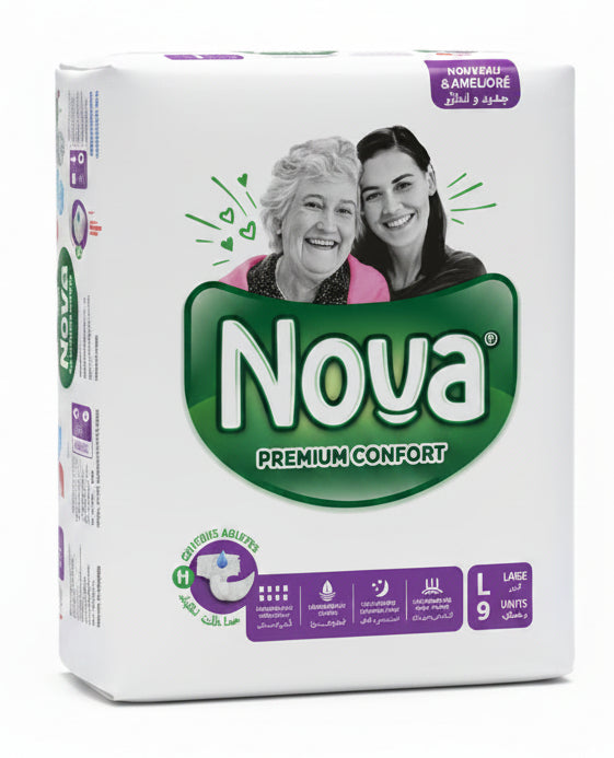 Nova Premium Comfort High Absorbency Adult Diapers L 9 Units