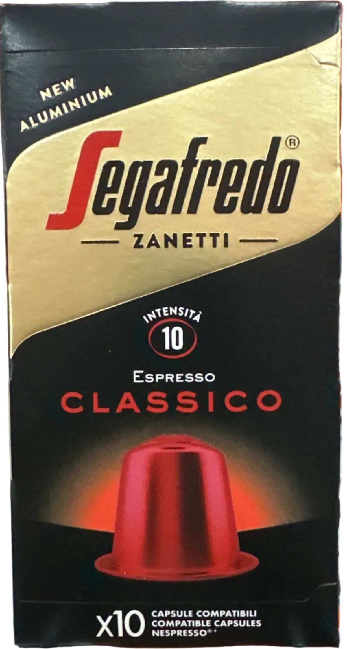 10 Nespresso-compatible coffee capsules, aluminum espresso Classico, intensity 10, Segafredo