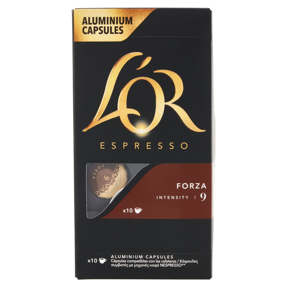 10 L'OR Forza Intense & Strong Coffee Capsules, Intensity 9, Nespresso Compatible