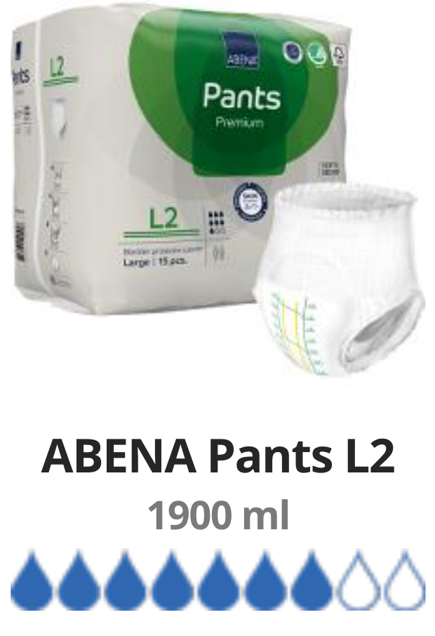 15 حفاضات أبينيا بريميوم للبالغين مقاس L2 (100 - 140 سم)