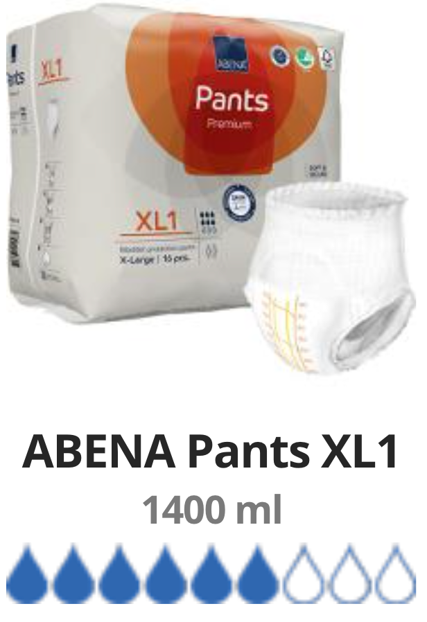16 حفاضات أبينيا بريميوم للبالغين مقاس XL1 (130-170 سم)