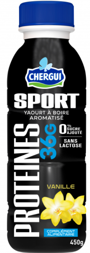 Sports Drinkable Protein Yogurt 36g Vanilla Chergui 450ml