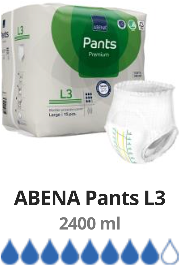 15 حفاضات أبينيا بريميوم للبالغين مقاس L3 (100 - 140 سم)