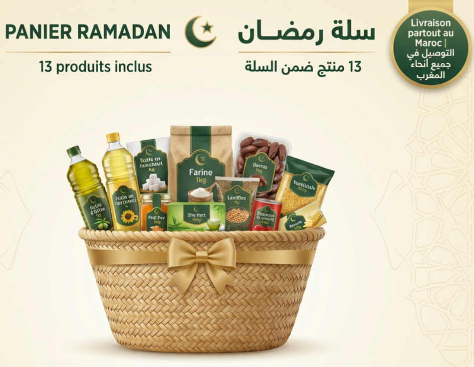 سلة رمضان الصديقة للبيئة - ١٣ منتجًا - متوفرة ١٠٠٪