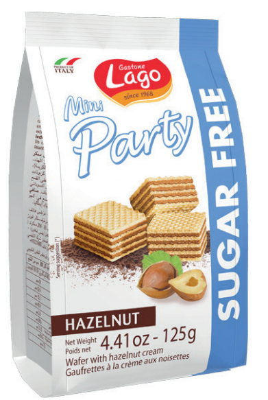 Mini party sugar-free hazelnut wafers in a bag of Gastone Lago 125g
