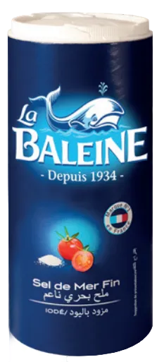 Fine sea salt in a pouring tin, La Baleine 600g