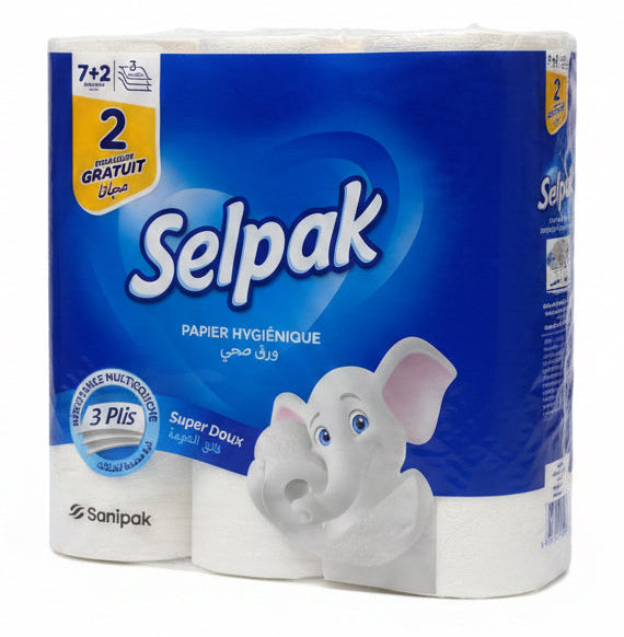 Toilet Paper 7+2 Free – Pack of 9 Soft & Strong Selpak Rolls