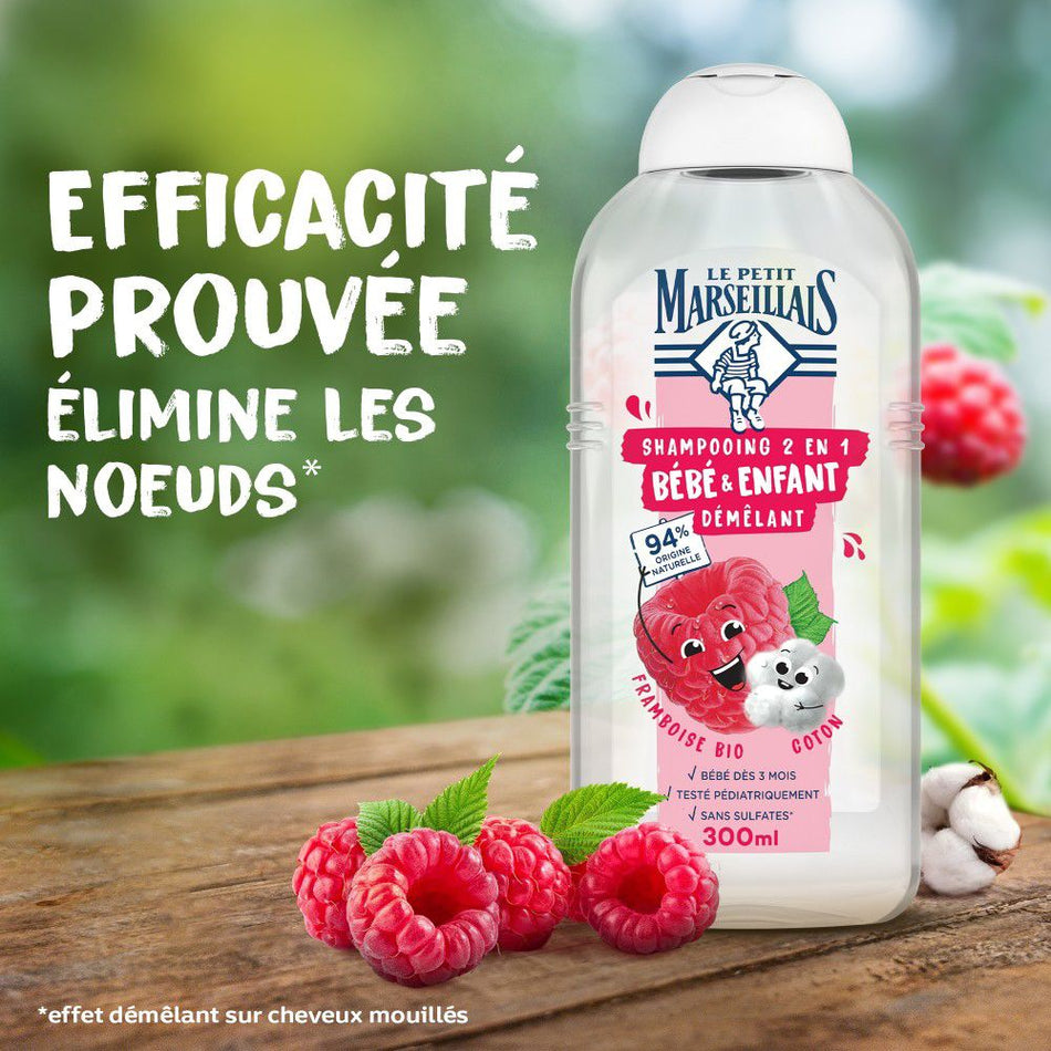 Baby Shampoo + Detangler – Gentle & Detangling Le Petit Marseillais Raspberry & Cotton 300 ml