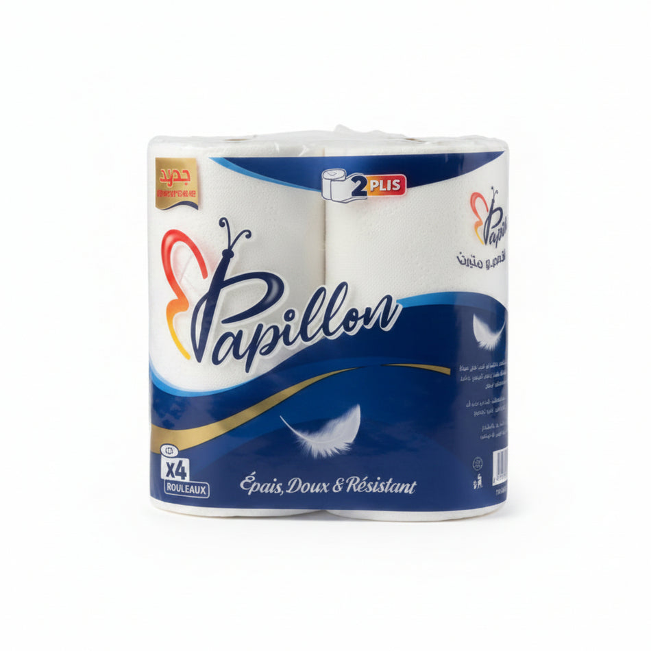 Papier Hygiénique 2 Plis – Pack de 4 Rouleaux Papillon